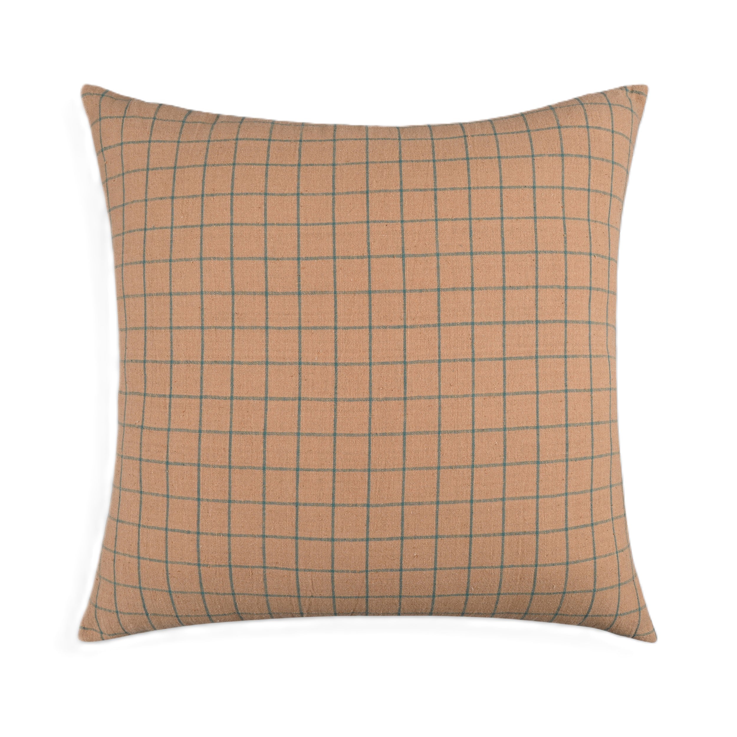 Rustic Elegance Brown Throw Pillow Cover with Grid Pattern