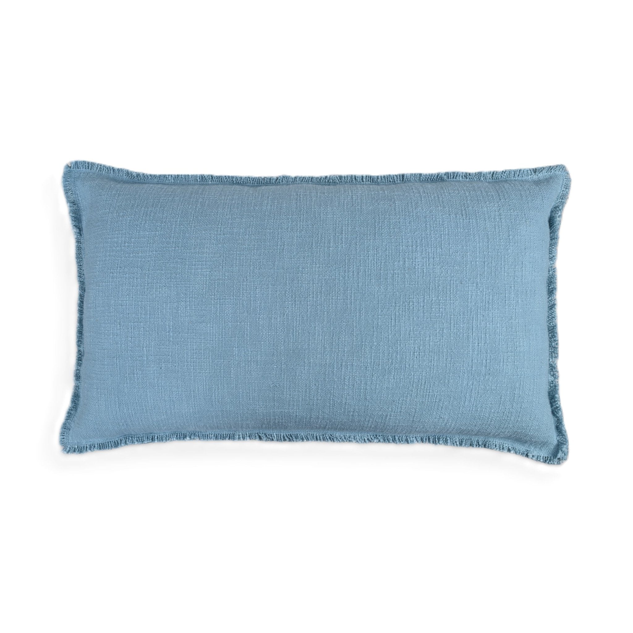 Organic Chic washed textured cotton solid lumbar pillow cover with frayed edges - NuStory