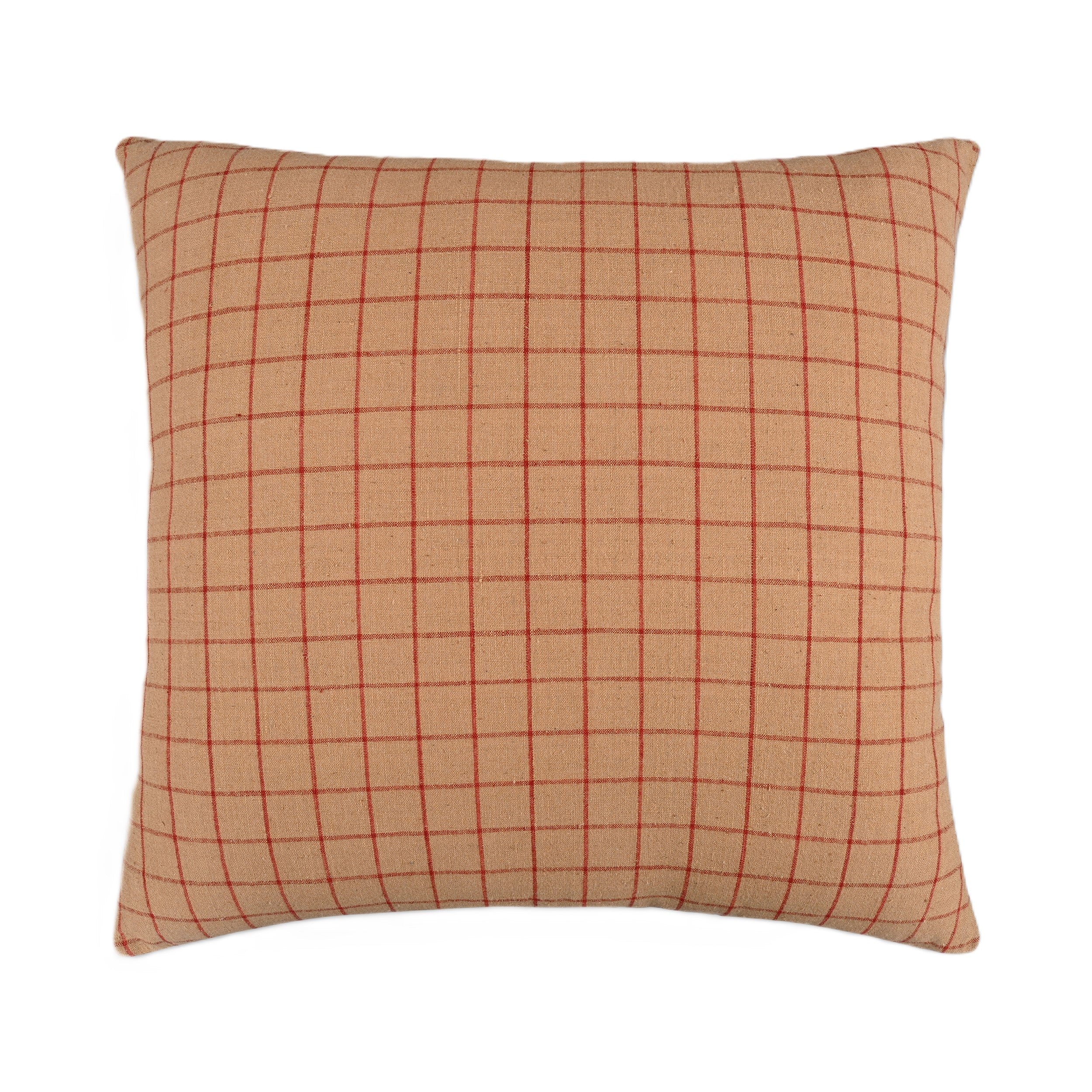 Rustic Elegance Brown Throw Pillow Cover with Grid Pattern