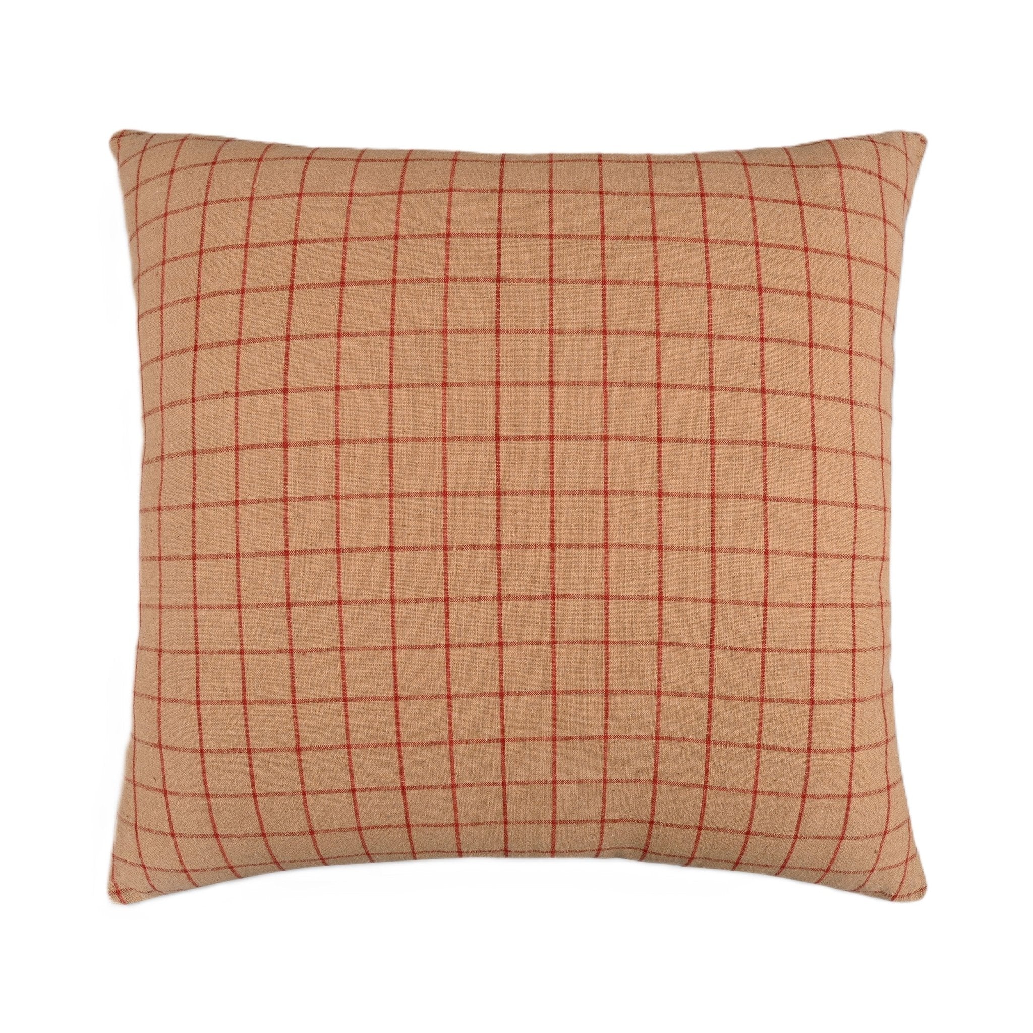 Rustic Elegance Brown Throw Pillow Cover with Grid Pattern - NuStory