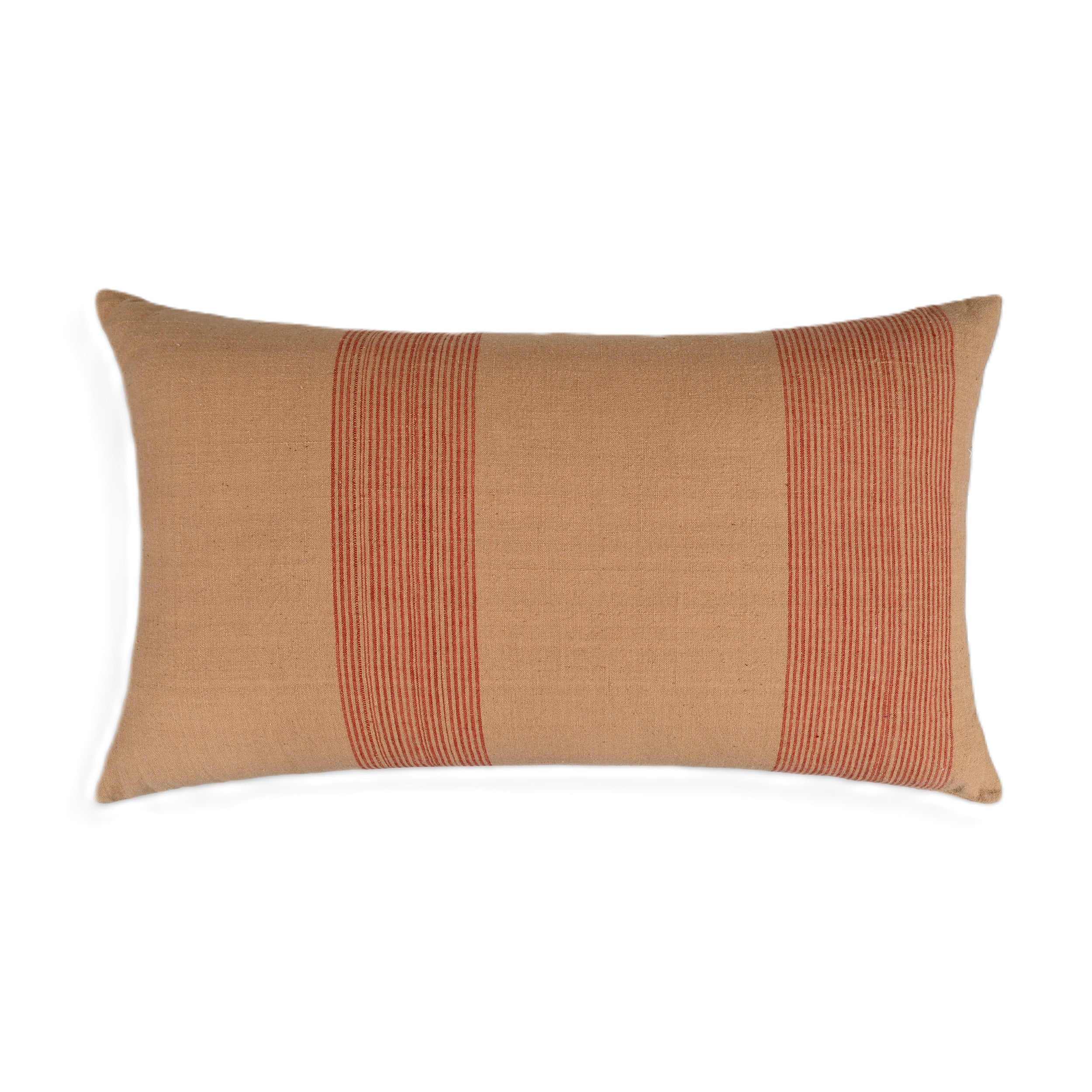 Modern Simplicity Brown cotton pin-striped lumbar pillow cover