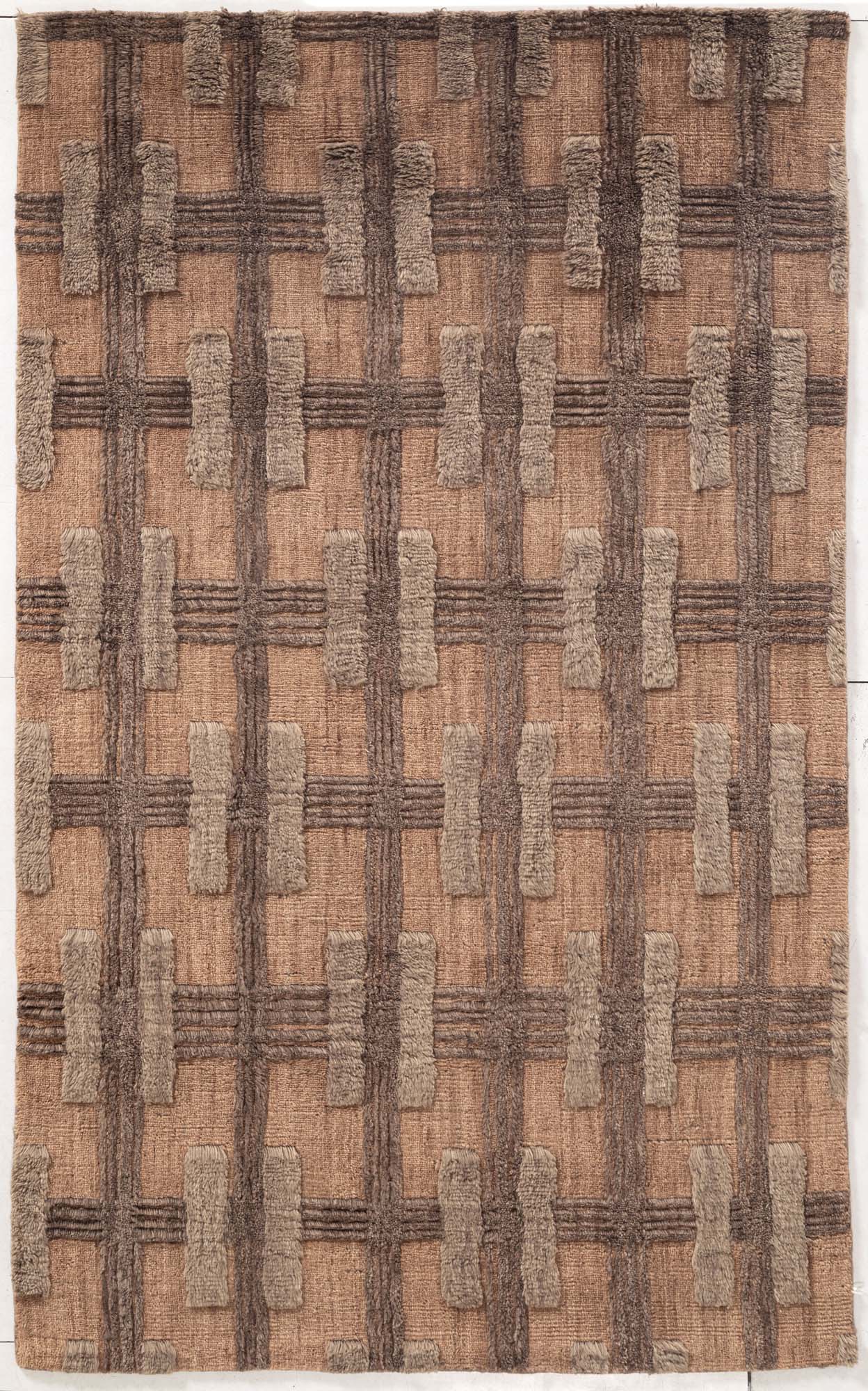 Hand Tufted/Jacquard Handloom Geo Shag/Epair Rug/Rust - NuStory
