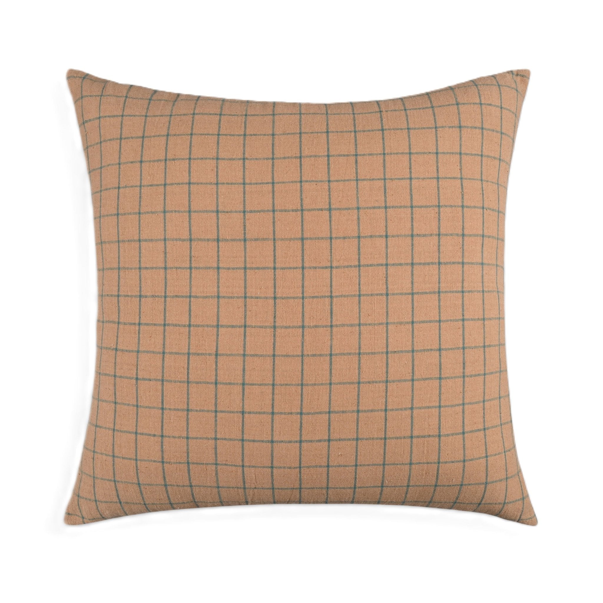Rustic Elegance Brown Throw Pillow Cover with Grid Pattern - NuStory