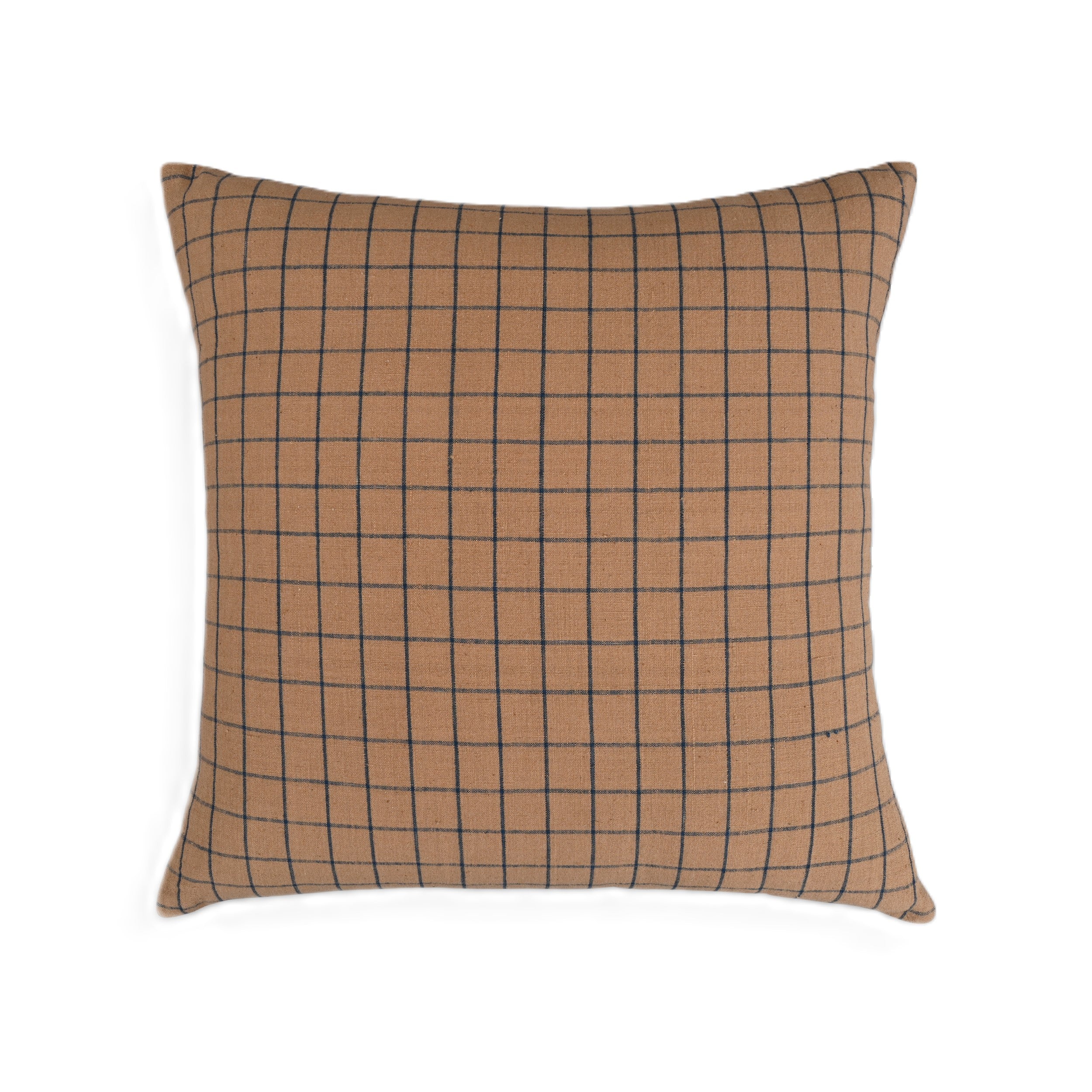 Rustic Elegance Brown Throw Pillow Cover with Grid Pattern