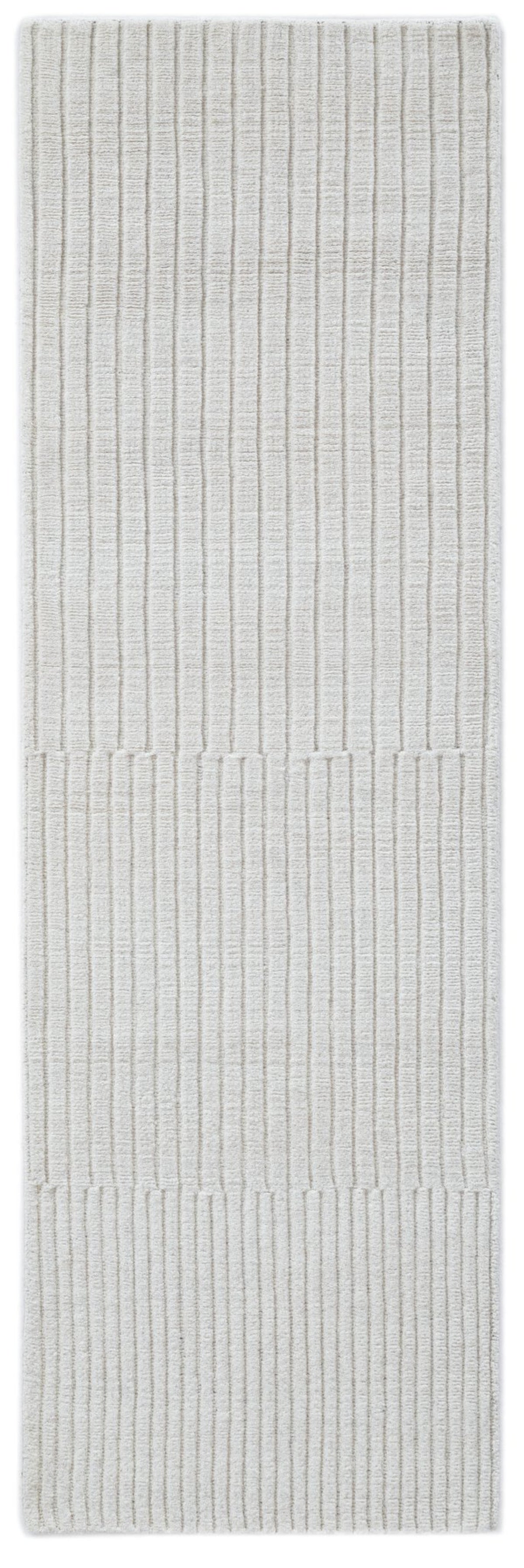 Hand Loomed Corduroy Runner | Ivory Solid Textured Rug | NuStory Home ...
