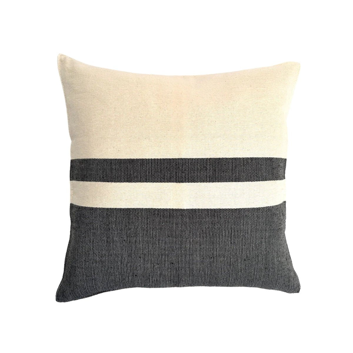 Woven Block Pillow Case - Natural with Black - NuStory