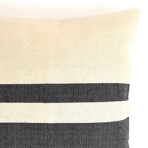 Woven Block Pillow Case - Natural with Black - NuStory