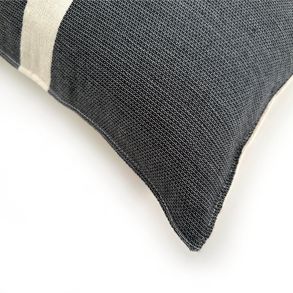 Woven Block Pillow Case - Natural with Black - NuStory