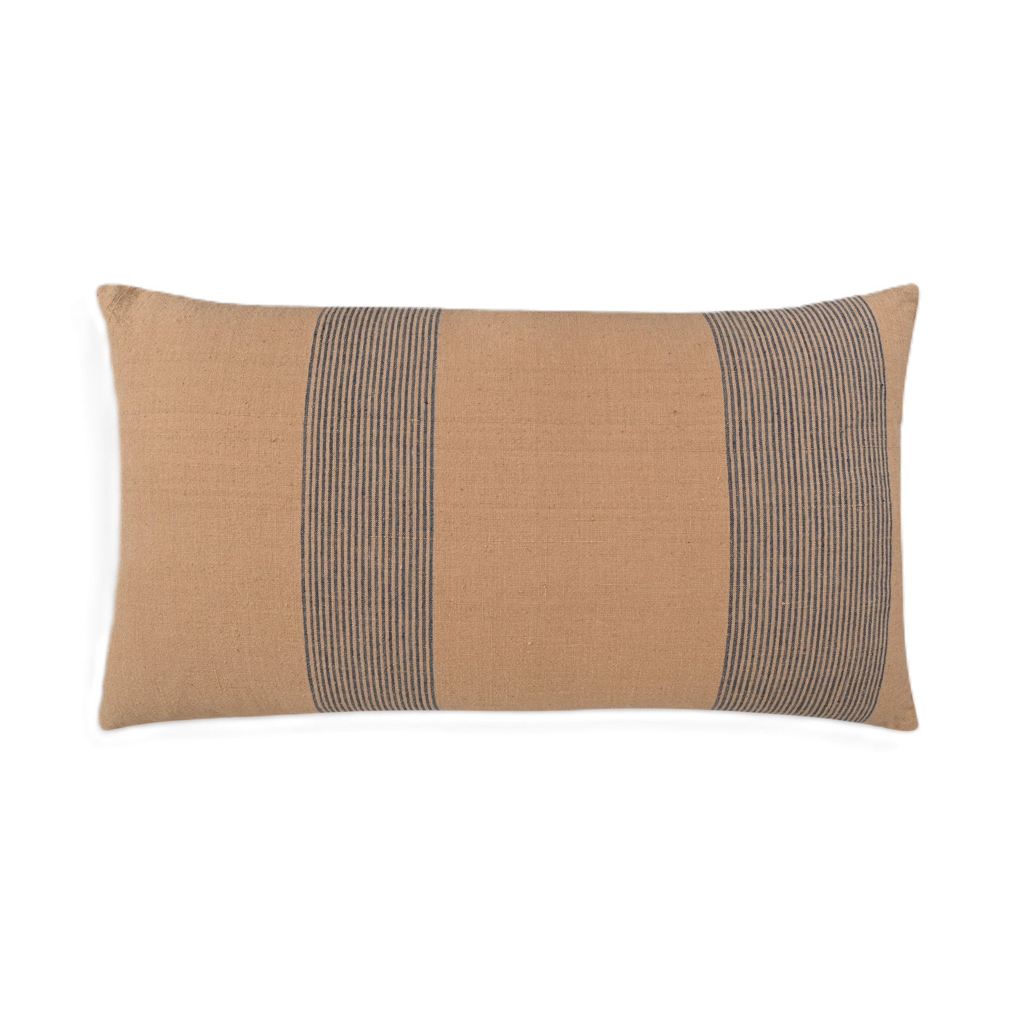 Modern Simplicity Brown cotton pin - striped lumbar pillow cover - NuStory
