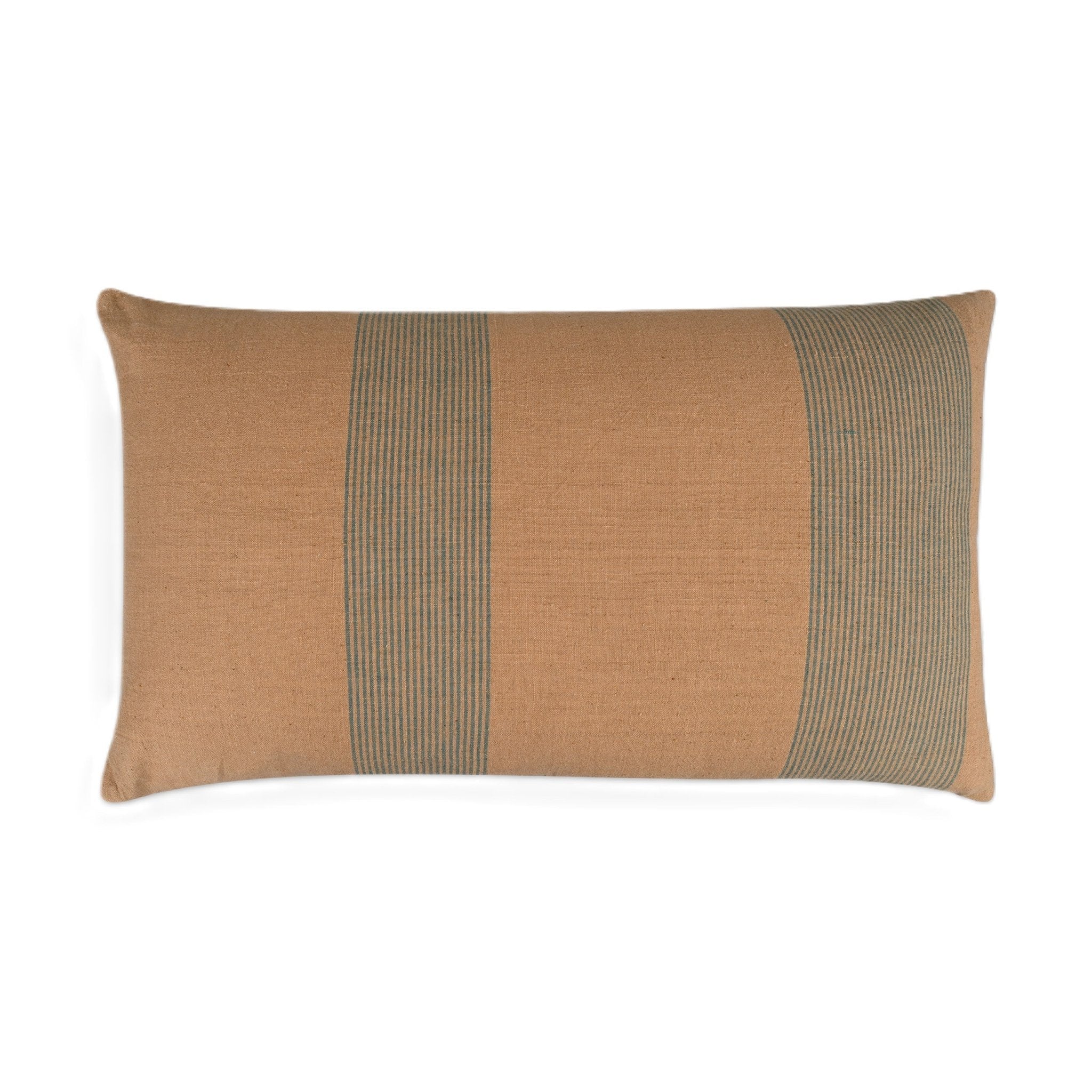 Modern Simplicity Brown cotton pin - striped lumbar pillow cover - NuStory