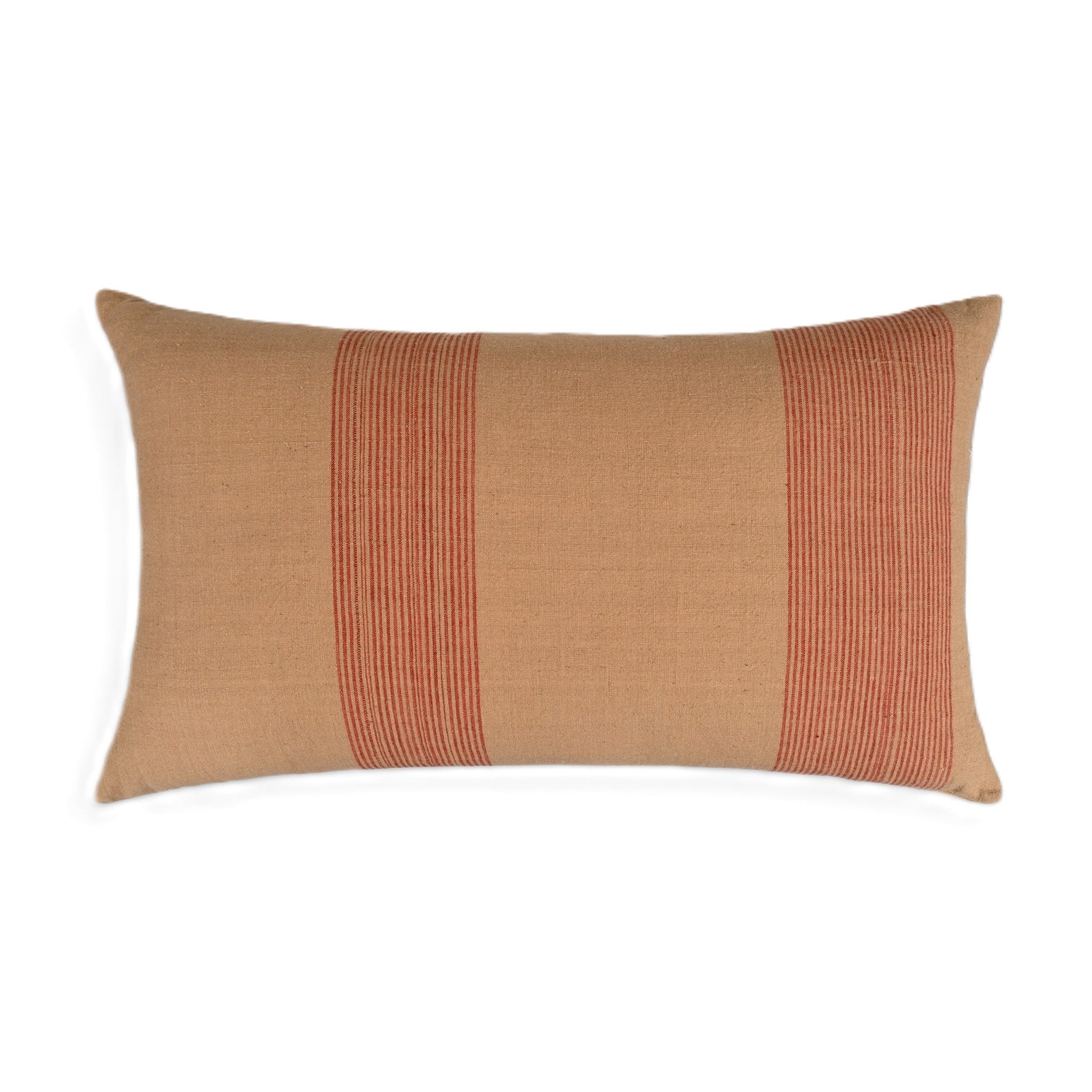 Modern Simplicity Brown cotton pin - striped lumbar pillow cover - NuStory